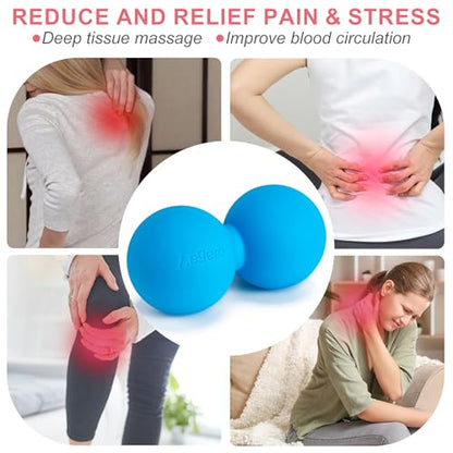 Aegero Peanut Massage Ball-Double Lacrosse Massage Ball (Blue Firm Ball)