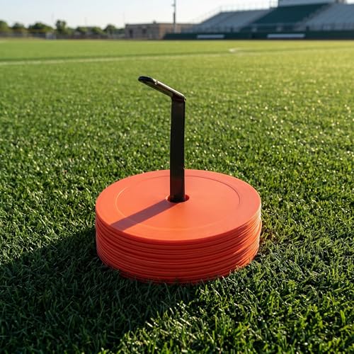 Toddmomy 1 Set Flat Cone Spot Markers for Soccer Training - Field Marking Discs with Storage Bag and Rack - for Agility Practice, Classroom Activities, Sports Training