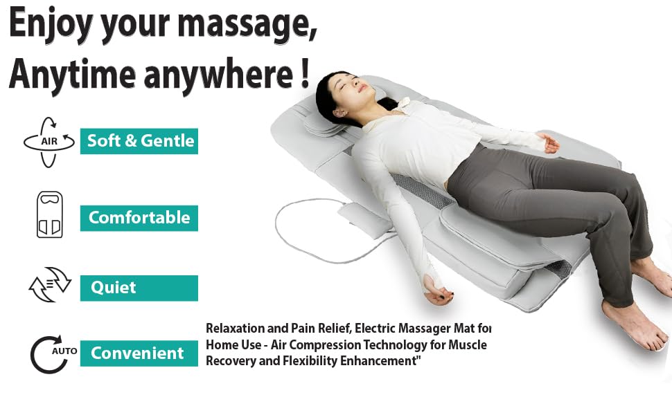 Full Body Stretching Massage Mat with Airbags. 3D Lumbar Traction - Neck, Back, Waist, Hip Relaxation & Pain Relief. Back Massager Pad, Foldable & Portable.