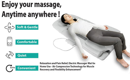 Full Body Stretching Massage Mat with Airbags. 3D Lumbar Traction - Neck, Back, Waist, Hip Relaxation & Pain Relief. Back Massager Pad, Foldable & Portable.