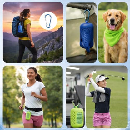 Cooling Towel with Clip Case – Quick-Dry Neck Wrap for Sports, Beach Tote Bags, Gym, Travel & Outdoor Heat - color: Black