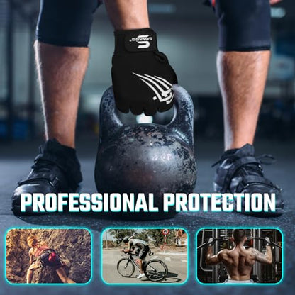 SAWANS Weight Lifting Workout Gloves Lightweight Breathable Padded Palm Protection Gym Gloves Non-Slip Silicone Grip for Men and Women Exercise Fitness Training Pull-ups Deadlifting