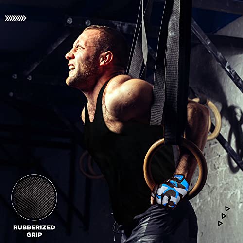 RDX Weight Lifting Gloves Gym Fitness Workout, Anti Slip Padded Palm Elasticated Strength Training Equipment Men Women Half Finger Exercise Bodybuilding Calisthenics Cycling Rowing Climbing