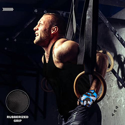 RDX Weight Lifting Gloves Gym Fitness Workout, Anti Slip Padded Palm Elasticated Strength Training Equipment Men Women Half Finger Exercise Bodybuilding Calisthenics Cycling Rowing Climbing