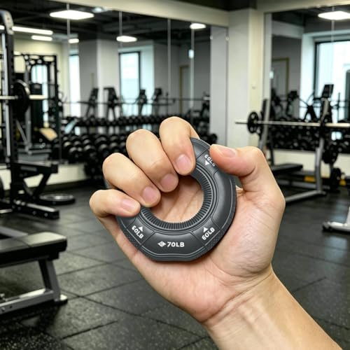 Hand Grip Strengthener, 3 in 1 Grip Strength Trainer, Fingers Exerciser - Silicone Rings for Muscle Training Sports Rock Climbing Finger Rehabilitation Training, Adjustable 50-60-70LB, Grey
