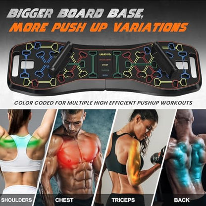 Push Up Board,36 in 1 Home Gym Equipment with Ab Roller Wheel & Resistance Bands, Portable Foldable Workout Board for Full Body Strength Training Men Women,Gift for Boyfriend