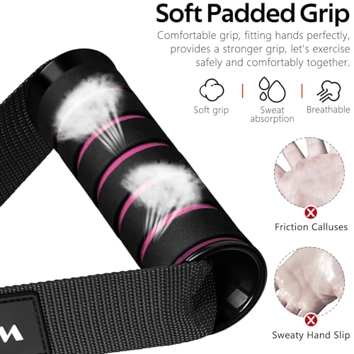 WALITO Exercise Handles, Replacement Cable Machine Attachments for Home Gym Equipment, Pulley System, Pilates, Resistance Bands, Strength Trainer, Heavy Duty Working Out Handles - color: Black-Pink