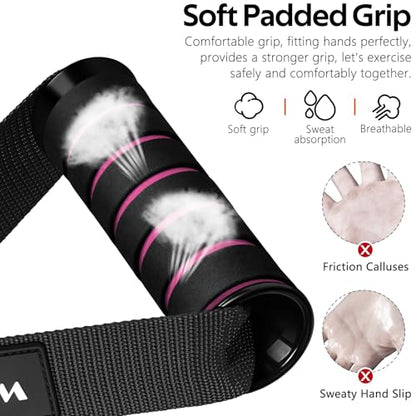 WALITO Exercise Handles, Replacement Cable Machine Attachments for Home Gym Equipment, Pulley System, Pilates, Resistance Bands, Strength Trainer, Heavy Duty Working Out Handles - color: Black-Pink