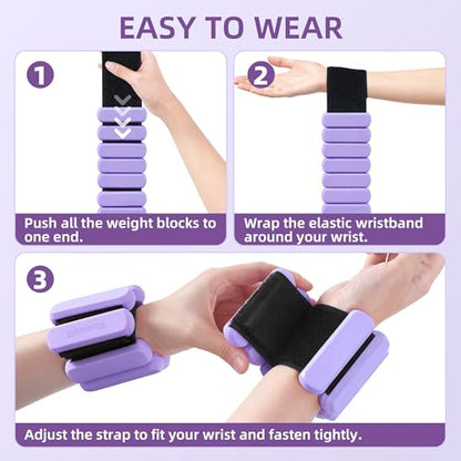Wrist Ankle Weights for Women Men Workouts, 2lbs per Pair - color: Purple