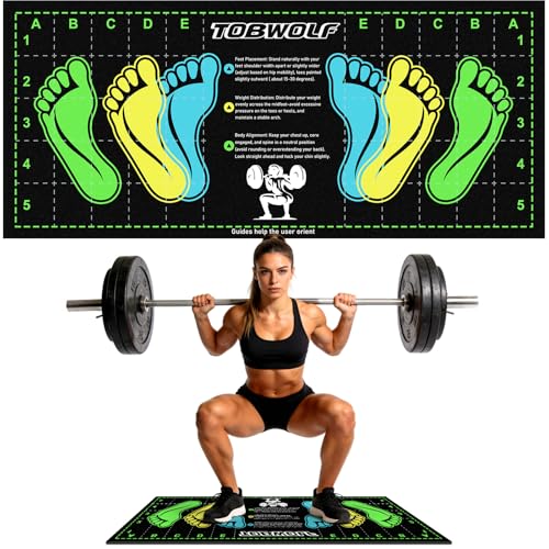 31.5'' X 13.8'' Non-Slip Squat Mat with Foot Position, Pro-Grade Exercise Mat Great for Squats, Leg and Lunges, Improving Muscle Activation, Versatility and Safety, Ideal for Home Fitness Enthusiasts