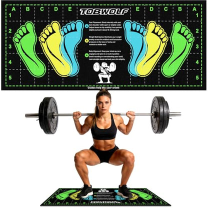 31.5'' X 13.8'' Non-Slip Squat Mat with Foot Position, Pro-Grade Exercise Mat Great for Squats, Leg and Lunges, Improving Muscle Activation, Versatility and Safety, Ideal for Home Fitness Enthusiasts