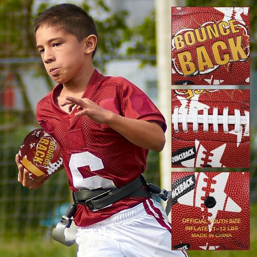 BOUNCEBACK Soft Leather Training Football, Youth Size & Official Size, Fatherless PU PassCatch Solo Enhancing Passing Catching(with Pump) - style: Starry Brown-Size 7