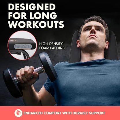 Foldable Flat Weight Bench, Heavy-Duty Workout Bench for Home Gym, Compact and Portable Design, Adjustable and Durable Built with Cushioned Backrest for Strength and Resistance Training