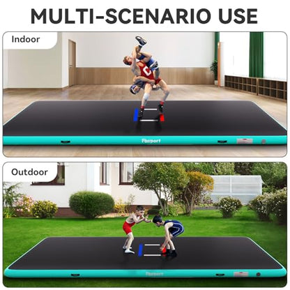FBSPORT Inflatable Wrestling Mat 10ft/6.6ft/5ft, Outdoor and Indoor PVC Jiu Jitsu Mats, Gymnastics Training Mat Foldable for BJJ, MMA, Martial Art, Boxing, Grappling and Judo