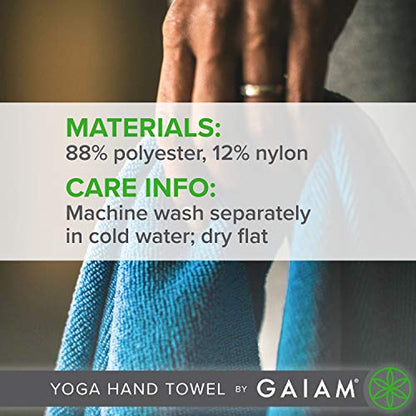 Gaiam Yoga Hand Towel (30" W x 20" L), Quick Dry & Lightweight Sports Towel, Soft Microfiber Fabric, Designed for Hot Yoga, Pilates, Sports, Workout & More