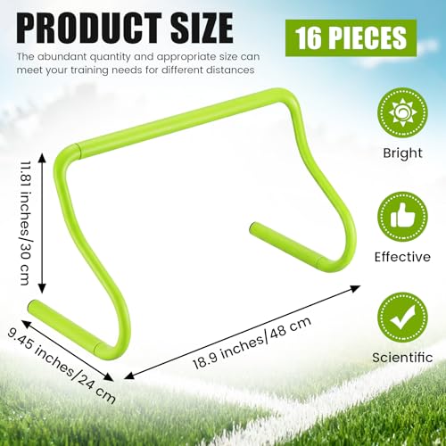 Seenelling 16 Pcs 12" Speed Agility Training Hurdles Large Size Detachable Agility Hurdles Hurdles Training Equipment Set for Athletes Soccer Basketball - color: Green