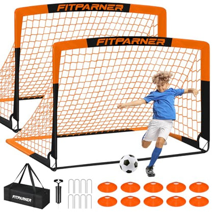 Kids Soccer Goals for Backyard Set - 2 Pack of Portable Pop Up Soccer Nets with Ball,Cones,Complete Training Equipment Kit for Toddler,Youth,Kids Age 3-14,Outdoor Sports Game