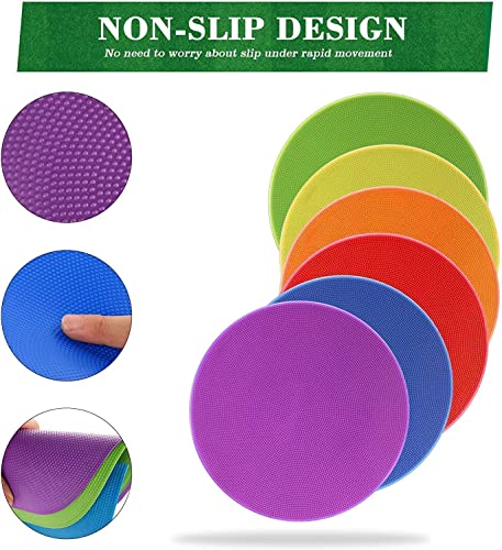8 Inch Poly Vinyl Spot Markers, 12 Pcs | Non Slip Rubber, Agility Markers, Flat Field Cones Floor Dots, For Exercise Drills, Sports, Speed Agility Training