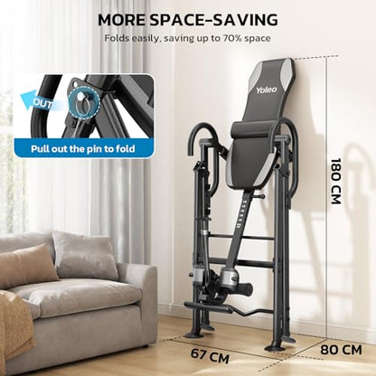 YOLEO Gravity Inversion Table for Back Pain Relief 2026 New Inversion Table w/Lumbar Support Easy to Assemble Back Stretcher Machine 300 lbs