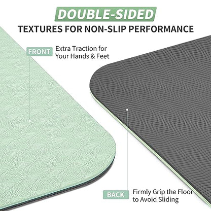 CAMBIVO Yoga Mat for Women Men Kids, 1/3 & 1/4 & 2/5 Inch Extra Thick Yoga Mat Non Slip, 72" x 24" TPE Yoga Mats, Workout Mat with Carrying Strap for Yoga, Pilates and Floor Exercises
