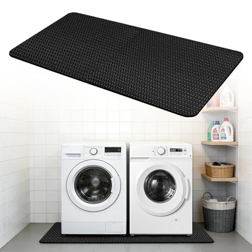 Anti-Vibration Mat for Washer & Dryer, 63" x 29.5" Double-Sided Non-Slip Rubber Mat,Cuttable Shock Absorbing Noise Reduction Pad, Waterproof Floor Protection Mat for Fridge, Portable AC (Black)