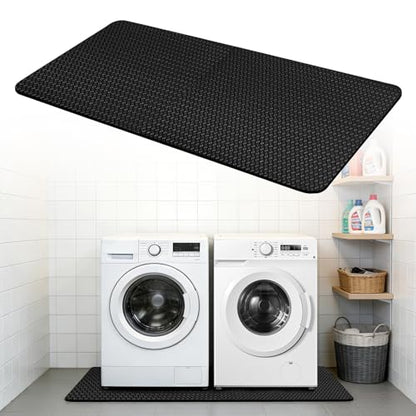 Anti-Vibration Mat for Washer & Dryer, 63" x 29.5" Double-Sided Non-Slip Rubber Mat,Cuttable Shock Absorbing Noise Reduction Pad, Waterproof Floor Protection Mat for Fridge, Portable AC (Black)