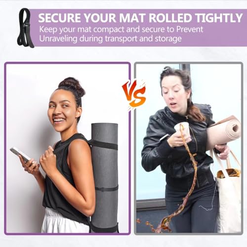 Yoga Mat Carrier Strap, Adjustable Thick Straps Sling for Carrying Large Mats, Stretching Band - color: Black