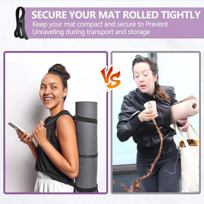 Yoga Mat Carrier Strap, Adjustable Thick Straps Sling for Carrying Large Mats, Stretching Band - color: Black
