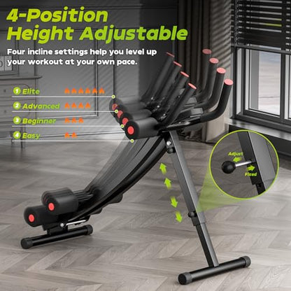 BODY RHYTHM Dual-Track Ab Machine with 4 Adjustable Heights, Foldable Core & Abdominal Exercise Machine, Total AB Workout Equipment for Home Gym, Ab Women Exercise Fitnes Trainer.