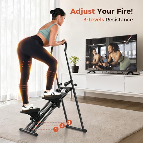 Sportneer Foldable Stair Stepper for Home Gym, Adjustable Resistance, Vertical Climber with Handlebar, Extended Step Range for Full-Body Workouts with 440lbs Weight Capacity