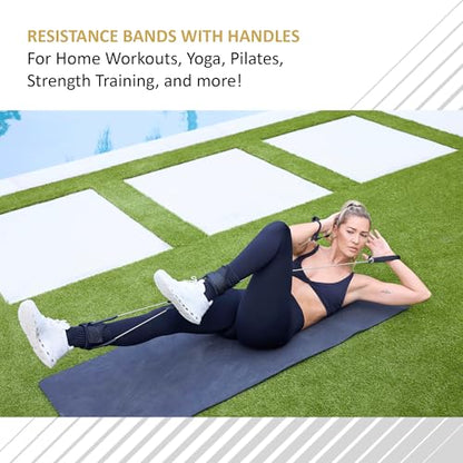 Total Body Band, All-in-one Fitness Band, Full Body Exercise Band for Home Exercise or Training on-The-go, Multi-Purpose use for Strength, core, Pilates & More, Medium - 15 lbs. (Silver)
