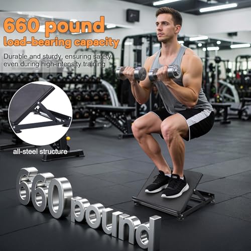 Slant Board for Calf Stretching, Adjustable Incline Balance Board, Calf Stretcher for Squat, Relieving Plantar Fasciitis, Achilles Tendonitis and Muscle Injuries, 600lbs Weight Capacity