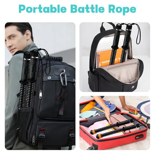Adjustable Ropeless Battle Ropes, Portable Cordless Workout Rope for Home Gym — HIIT, Strength & Low-Impact Cardio, Variable Resistance, Quiet Training for Men & Women, Include Storage Bag
