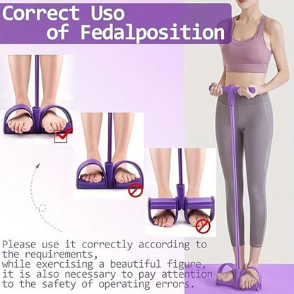 2 PCS Pedal Resistance Band with Handle, Resistance Bands with Handles, 6-Tube Fitness Equipment for Full-Body Training, Purple for Home Workouts and Physical Sport