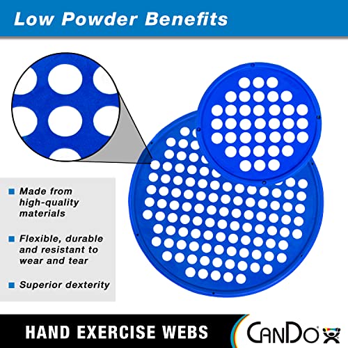 CanDo Hand Exercise Webs for Physical Therapy, Grip Strengthening, and Hand, Finger, Wrist Resistance Workouts, Portable Size, Low Powder, 14" Diameter, Blue: Heavy