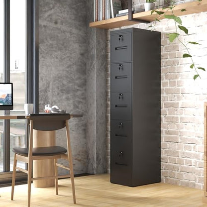 Metal File Cabinet with Drawer Heavy Duty Locking File Cabinets - color: Black, size: 68.3"H-5 drawers 5 locks