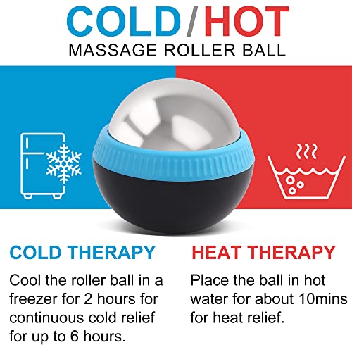 Cold Massage Roller Ball, Set of 2, Cryosphere Ice Therapy Ball for Body Muscle Relief, Roller Massager for Back, Neck, Deep Tissue, Foot Plantar Fasciitis, Myofascial Release