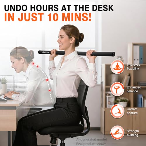 Adjustable Yoga Stick for Stretching & Balance, Upgraded Workout Pilates Equipment for Back Posture Corrector, 4-Section Steel Mobility Bar for Flexibility, Physical Therapy, Exercise Training