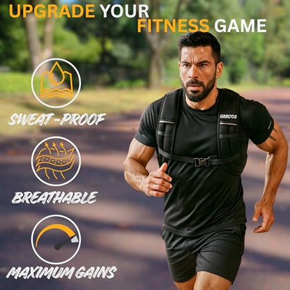 HARCOS Weighted Vest, 6lb/8lb/12lb/16lb/20lb/25lb/30lb Weight Vest with Reflective Stripe for Workout, Strength Training, Running, Fitness, Muscle Building, Weight Loss, Weightlifting - size: 8 lb