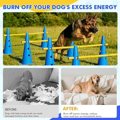 Wdmiya 18.9" Dog Agility Training Hurdle Cone Set with Adjustable Crossbar