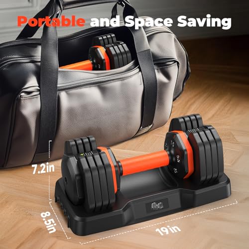 FLYBIRD Adjustable Dumbbell Set of 2, 110LB/50LB Weights Dumbbell Set for Home Gym Exercise & Fitness, Fast Change Weights with Anti-Slip Handle, Multiweight Options for Full Body Workout