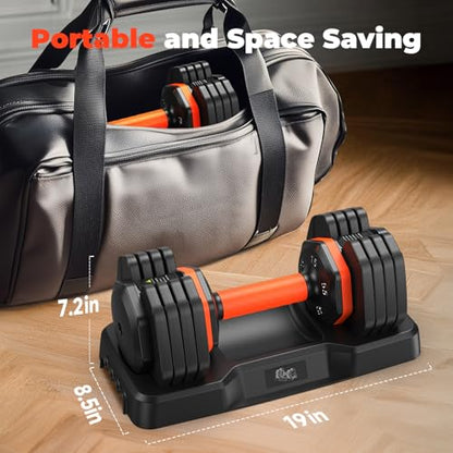 FLYBIRD Adjustable Dumbbell Set of 2, 110LB/50LB Weights Dumbbell Set for Home Gym Exercise & Fitness, Fast Change Weights with Anti-Slip Handle, Multiweight Options for Full Body Workout