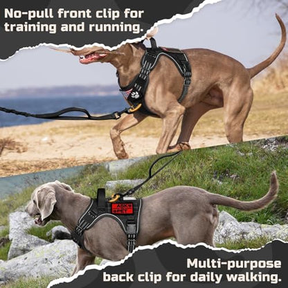 rabbitgoo Tactical Dog Harness for Large, No Pull Military Service Vest - color: Black, size: Large