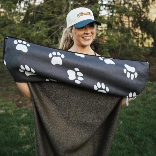 Sprints Athletic Running Towel, Full-Sized, Car Seat Cover - Performance Microfiber (Paw Prints & PR's w/Snaps) - color: Paw Prints & Pr's W/ Snaps