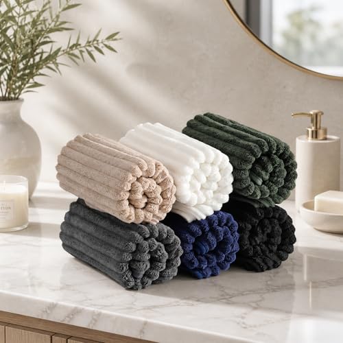 6 Pack Soft Microfiber Hand Towels for Bathroom, 16"x30", White - color: White