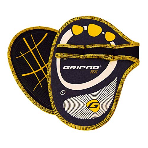 Gripad RX Lifting Grips | The Most Durable Grip Pads Yet | The Alternative to Weight Lifting Gloves, Gym Workouts, WOD, Weightlifting | Neoprene Hand Grips | Flexible Rubber Palm - color: Black / Yellow