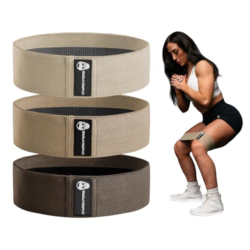 Hip Bands for Booty Workouts | Non Slip Fabric Band Set with 3 Levels - Resistance Bands for Legs & Hip - for Men & Women - color: Nude