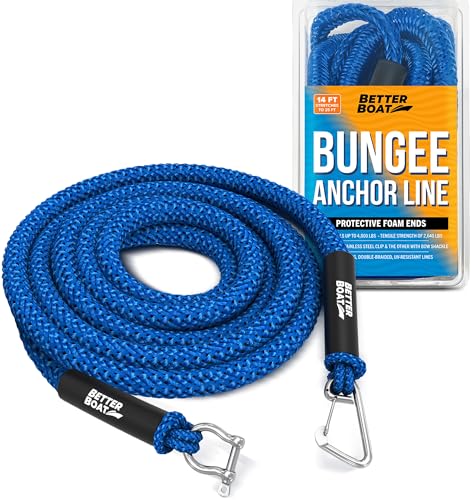 Bungee Anchor Rope, Elastic Snubber Anchor Line, 14 ft to 25 ft Stretch, Blue, for Boats and Anchors - size: 14FT - 25FT, style: Blue