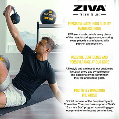 ZIVA Premium Kettlebell – Commercial Grade Rubber Urethane Coated Free Weights for Strength, Conditioning, Home Gym Workouts – Alloy Steel Grip – Available 5–50 lbs