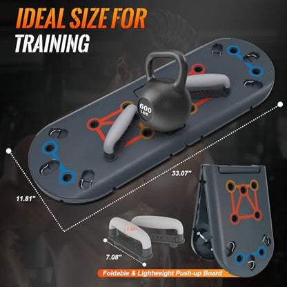 Hikeen Push Up Board - Portable Push Up Bar for Home & Travel, Multi-Functional Fitness Workout Equipment | Ideal Home Gym Equipment for Strength Training | Durable Push Up Board for Men and Women